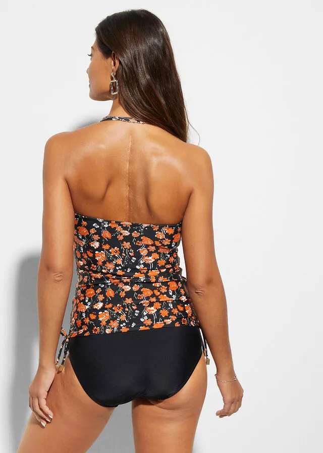 Tankini tipo bandeau (2 piezas) Negro/mandarina